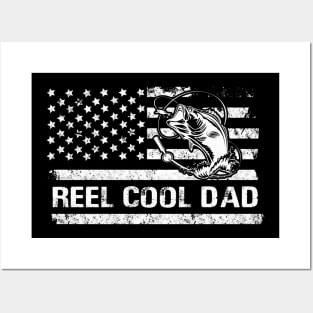 Mens Reel Cool Dad American Flag Fisherman Daddy Father's Day Gifts Fishing Posters and Art